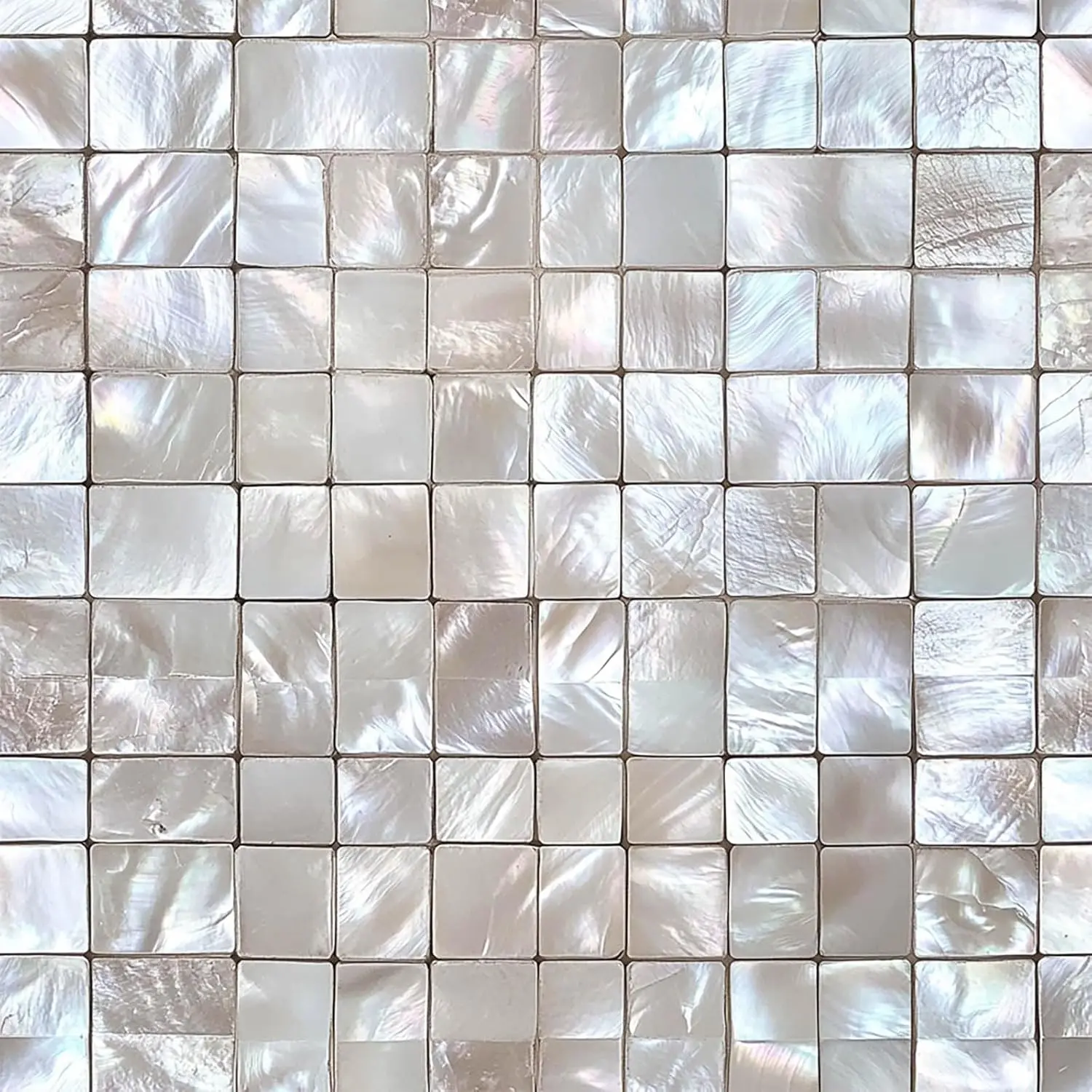 20Pcs White Shell Glossy Tile Stickers Peel and Stick Decorative Tiles Waterproof Removable Sticker Tiles Backsplash Decals for Kitchen Bathroom Fireplace Stair Accent Wall 4x4 Inch(not 3D)
