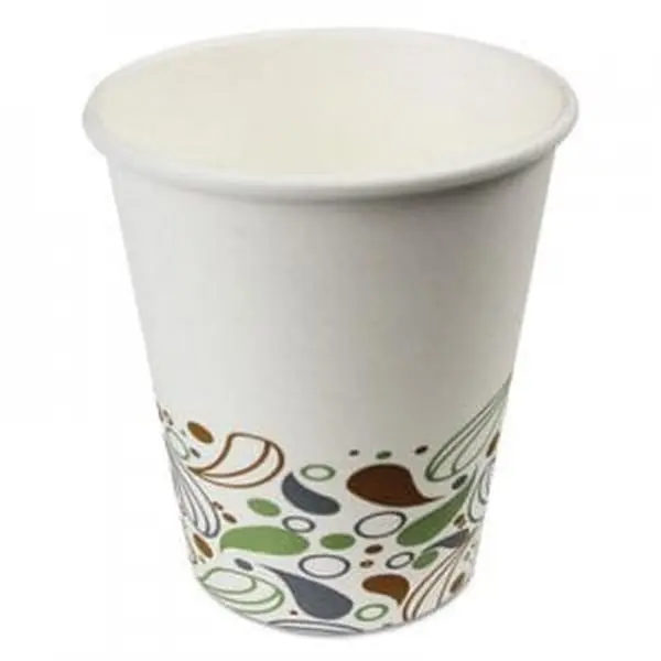 Boardwalk Disposable 8 oz Paper Hot Cups, Single-Wall Deerfield Printed Cups for Coffee & Tea, On-the-Go Disposable Tableware for Home & Party Supplies
