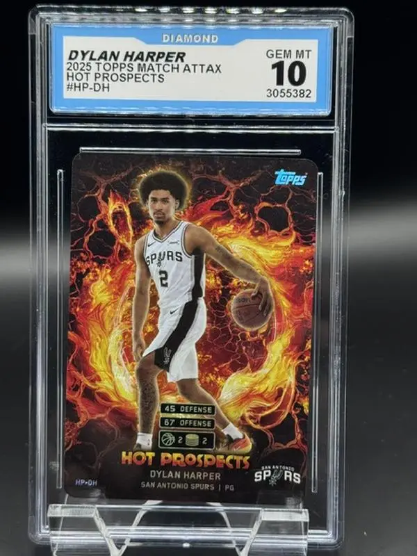 2025 Topps Match Attax Hot Prospects NBA Basketball Card Dylan Harper #HP-DH Spurs Graded GEM MINT 10