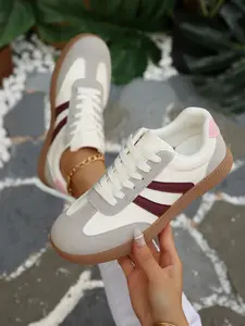 Women's Retro Patchwork Trainer Shoes, All-Season Soft Sole Casual Sports Shoes, Vintage Style Versatile Agony Board Sneakers