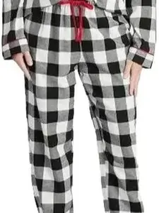 Wondershop Women's Holiday Buffalo Check Plaid Flannel Matching Family Pajama Set - Regular Black/White, XSmall, Comfortable Loungewear Long Sleeve