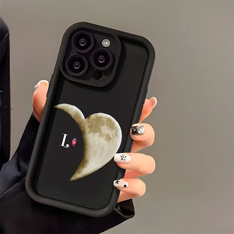 Anti-drop soft case made of TPU with stylish heart-shaped letter L design compatible with various iPhone models including                  17 16 15 14 13 12 11 PRO MAX PLUS、AIR Mini SE and iPhone XS MAX    ,retro style phone case