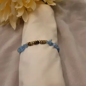 Blue Aventurine ''Chipped'' & Picture Jasper Crystal Bracelet