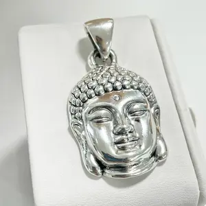 Sterling Silver 925 Big Buddha Head Lightweight Hollow Pendant