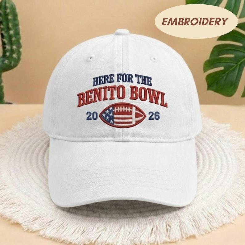 Embroidered Here for Benito Hat, Puerto Rico Football Embroidered Cap, LX Bunny Bowl Baseball Hat, Benito Bowl Cap, Game Day Gift