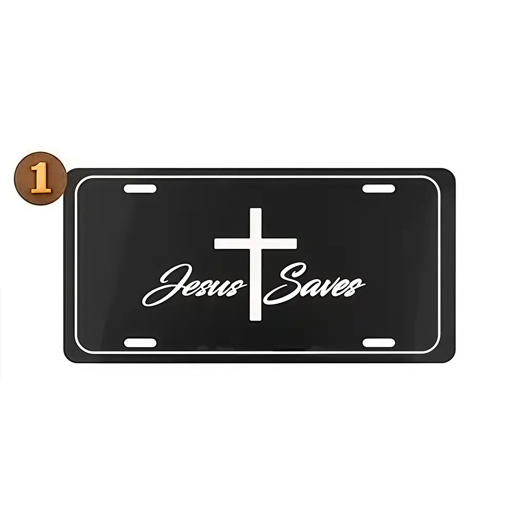 1pc Jesus Saves Aluminum Alloy Camo Plaque - 12"x6" Car Accessories for US Vehicles, Old School Camo Home Decor, Ideal Gift Idea