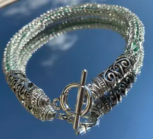 Turquoise beaded wire wrapped bracelet