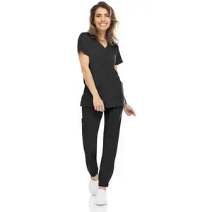MediChic MINY Women's Stretch Flex Jogger Scrubs Set Medical Nursing Mock Neck Joggers Set