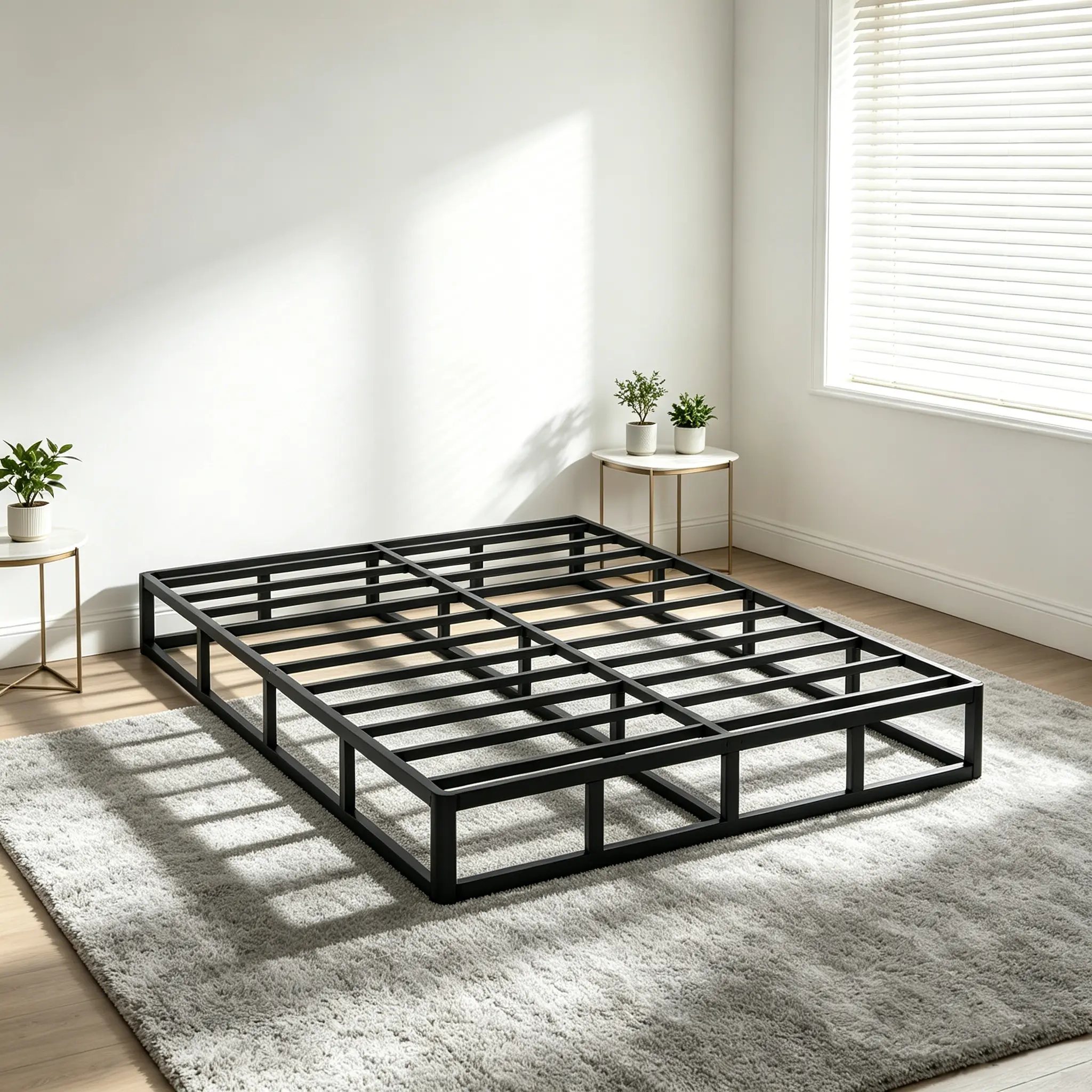 Edenza-Box Spring King, 5  Inchs High Metal Twin Full Queen King Size Box Spring Only, Heavy Duty Mattress Foundation with Fabric Cover, Easy Assembly, Quiet Noise Free, Non Slip, Black Heavy Duty Queen Size Bedroom Furniture Modern Bedframes