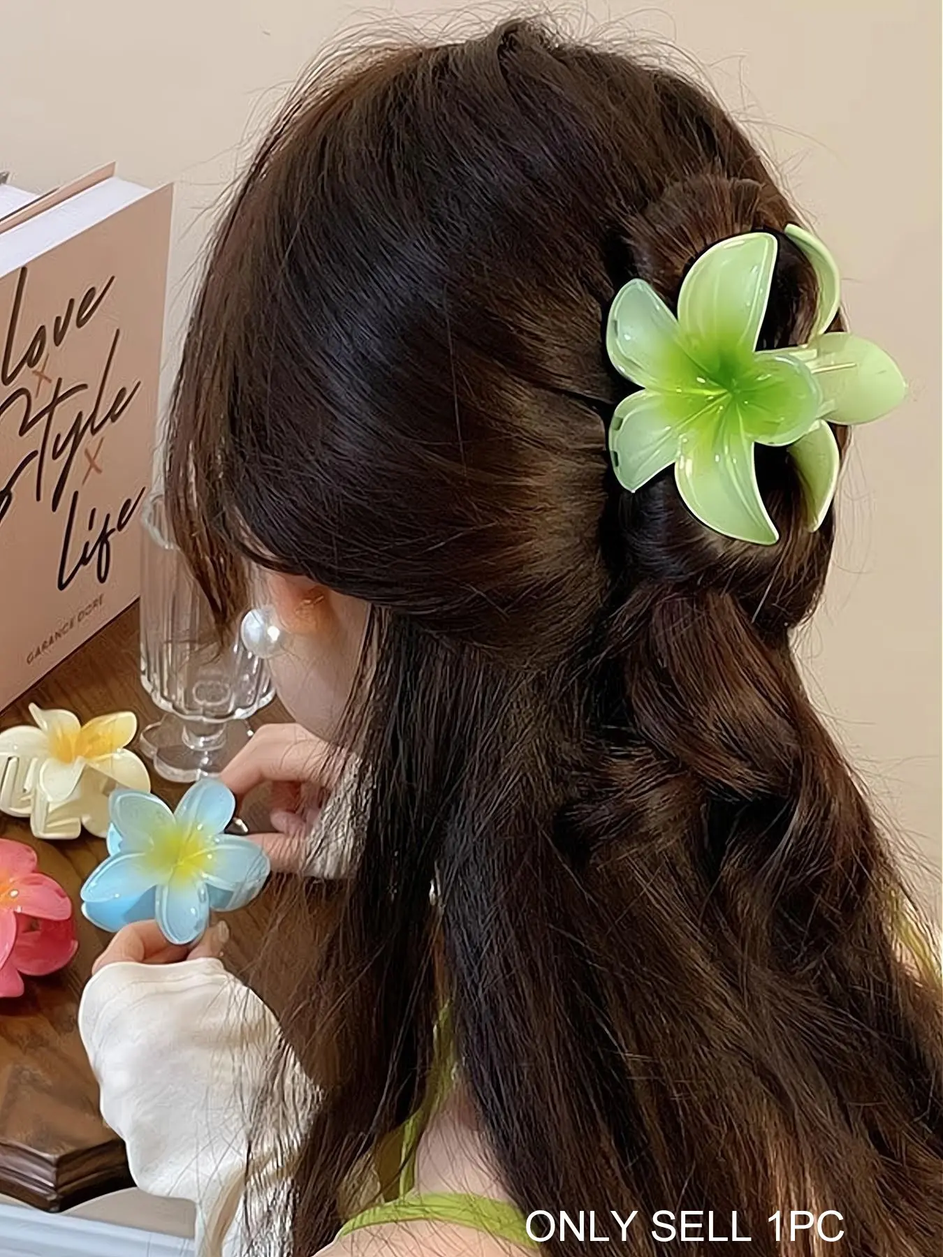 Cute Crystal Hair Clips for Women, Anti-Slip Jelly Flower Design, Perfect for Daily Casual Life, Office Commuting, Events, Hijab Clip