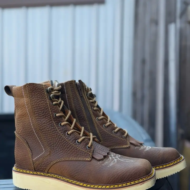 Zapato de abujeta con acero - Leather Lace-Up Boots with Steel Insole for Enhanced Durability and Comfort