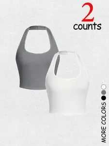 Women's Sexy Backless Halter Neck Top, Casual Slim-Fitting Design, Perfect for Outdoor & Streetwear, Trendy for Women