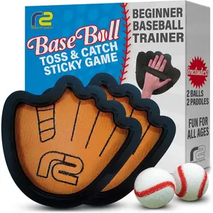 Toss and Catch Ball Game Set - Easy to Use Sticky Balls & Beginner Baseball Training Glove - Premium Toy Paddle Fits All Hand Sizes From Toddlers to Teens & Adults - Fun Gift Idea for Boys and Girls