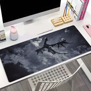 Fantasy Dragon Soars Art Large Gaming Mouse Pad, Washable Rubber Extended Desk Mat with Non-Slip Base, Girly Aesthetic Home Office Decor, Desk Setup, Mouse Pads for Desk, Christian Gifts for Women, Desk Accessories, Desk Gadgets