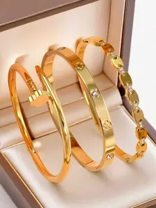 Elegant Women's Bracelet Set, Open Design, Versatile Wear, Stackable Bracelets, Perfect Birthday Gift, Christmas Present, 3 Piece Jewelry Collection, Trendy Stack Bangle, Cuff Bangle Set