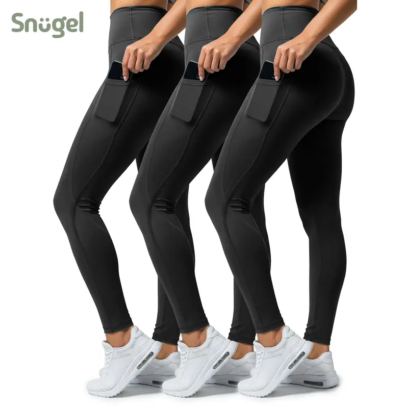 SNUGEL Ultrasculpt High Waisted Solid Color Yoga Pant | Tummy Control Leggings for Women With Pockets – Breathable, Non-See-Through Stretchy Soft Yoga Pants For Workout #tiktokmademebuyit #tiktokshopfinds