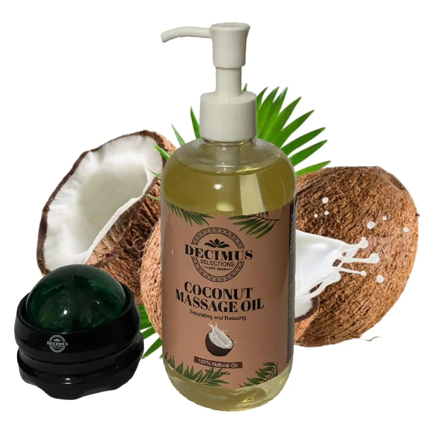 Decimus Selections EST. 2023 Coconut Massage Oil and Massage Roller Ball