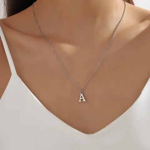 Simple Letter Detail Pendant Necklace for Women, Initial Letter Necklace, Alphabet Necklaces, 1 Count Stainless Steel Jewelry for Party, Daily Clothing Decor, Fashion Jewelry Party, Trendy All-match & Exquisite Jewelry for Birthday Gift