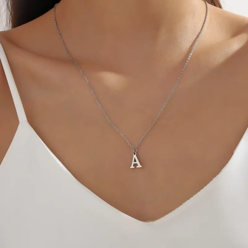 Simple Letter Detail Pendant Necklace for Women, Initial Letter Necklace, Alphabet Necklaces, 1 Count Stainless Steel Jewelry for Party, Daily Clothing Decor, Fashion Jewelry Party, Trendy All-match & Exquisite Jewelry for Birthday Gift