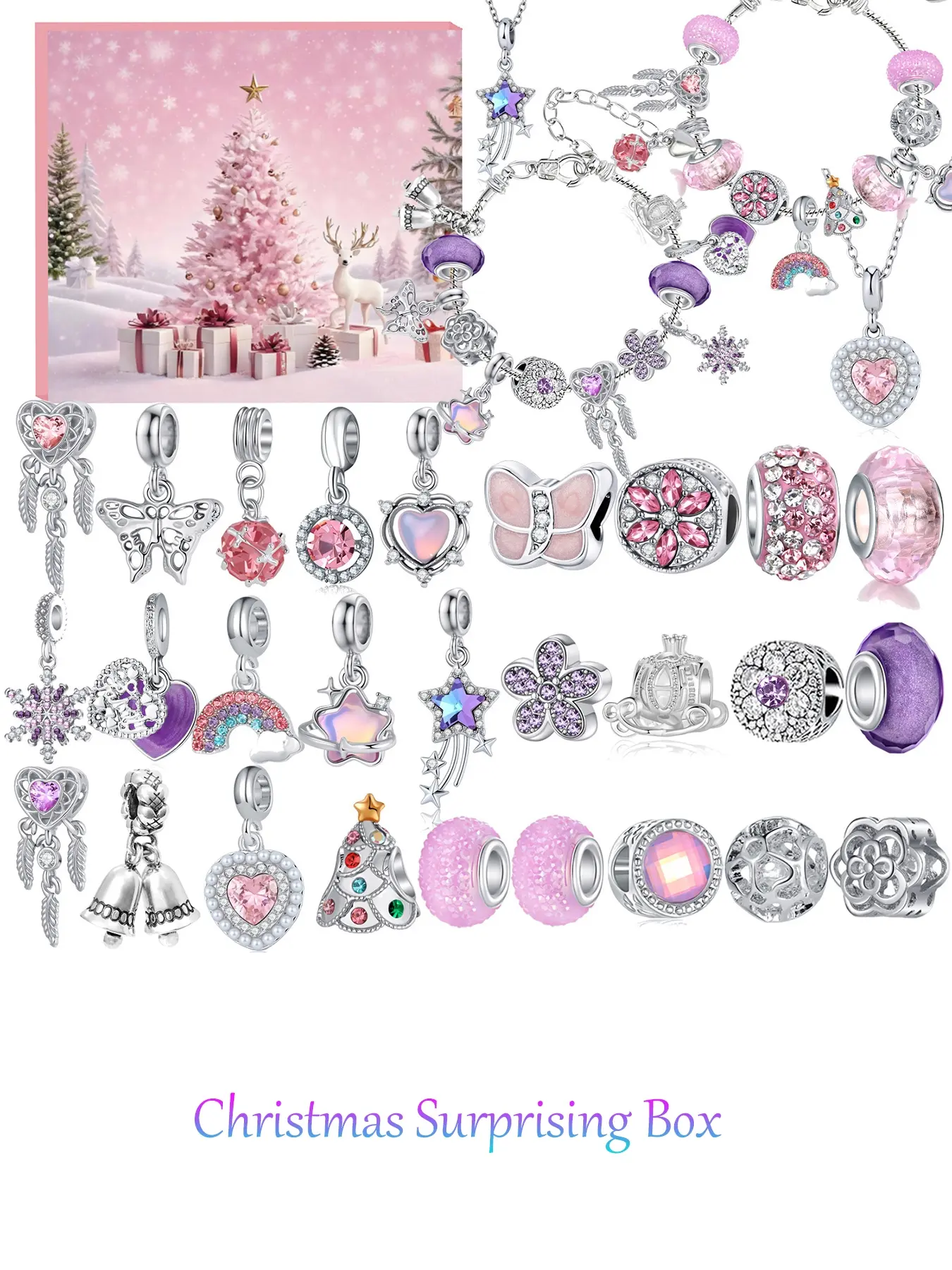 Christmas Jewelry Gift Set, Calendar DIY Beaded Bracelet Necklace Kit, Perfect for Daughter/friend/lover