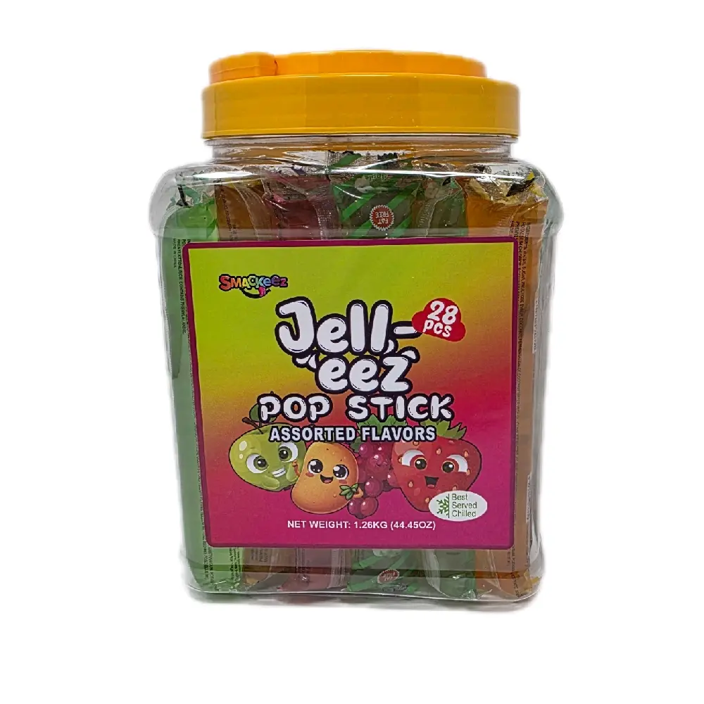 Jell-eez Pop Stick Assorted Flavors 28 pcs Jar - Snack Jell-eez Pop Stick Assorted Flavors 28 pcs Jar - Snack