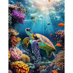 Sea Turtle  Painting Kit 5D DIY Crafts for Adults, Full Drill Rhinestones, 12 x 16 inches
