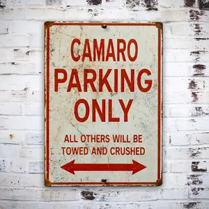 Camaro Parking Only Retro Metal Aluminum Tin Sign Vintage