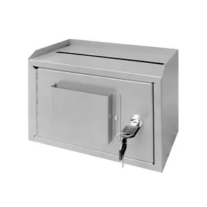 FixtureDisplays® 9.85" W x 7.2" H x 4.5" D Metal Multipurpose, Donation Box,Cash and Mail Box,Suggestion Box 15211 grey