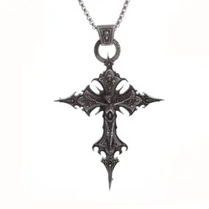 New Gothic skull cross pendant necklace niche personality hip-hop retro punk style accessories Gothic Skull