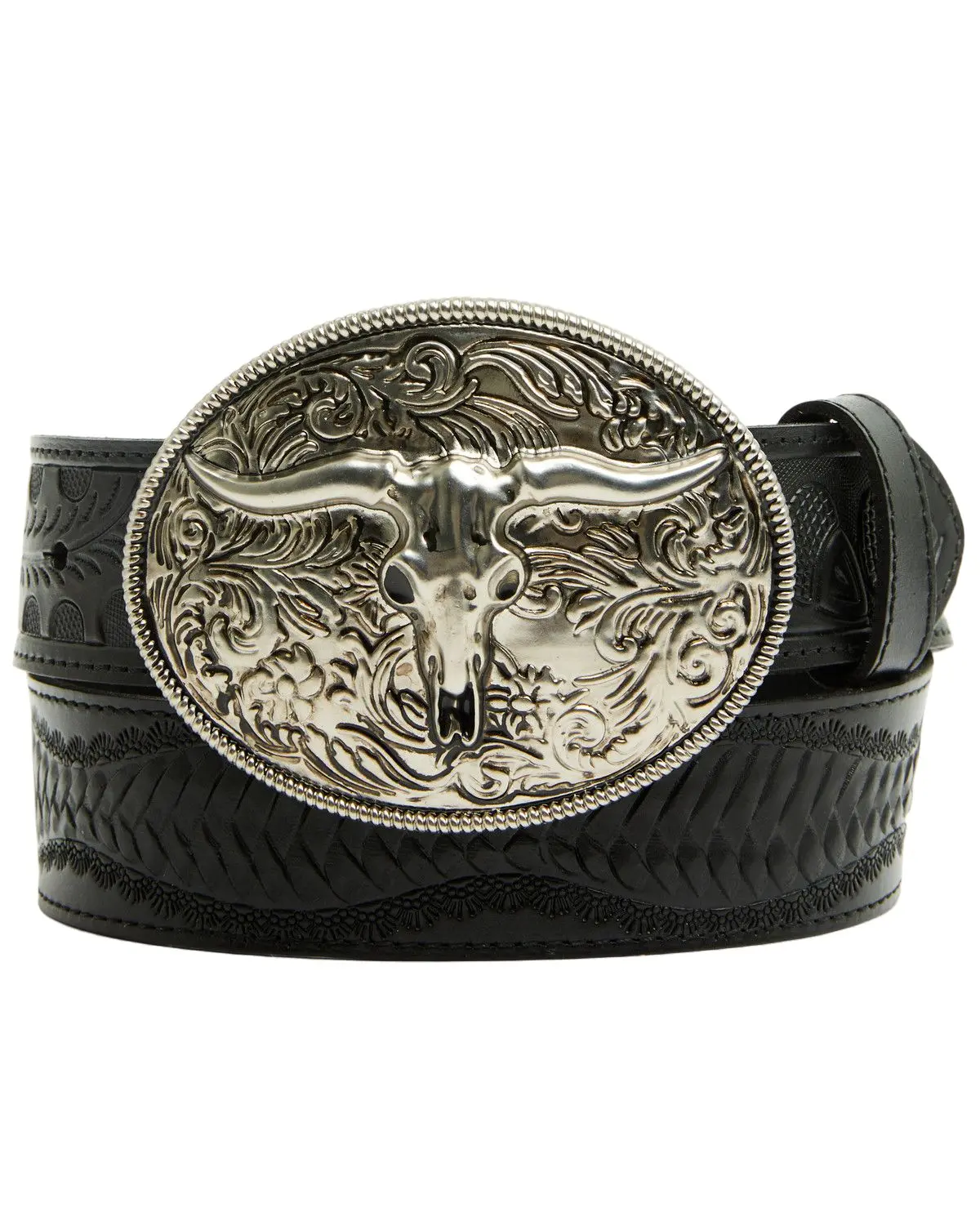 Idyllwind Women's Women'S Denver Embossed Leather Steer Head Buckle Belt - Iwafa25bt4-Blk