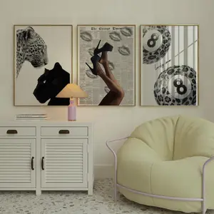 Stockholm Style Wall Art Set of 3 – Y2K Gallery Wall Set, Leopard & Panther Prints, Chic Apartment Decor