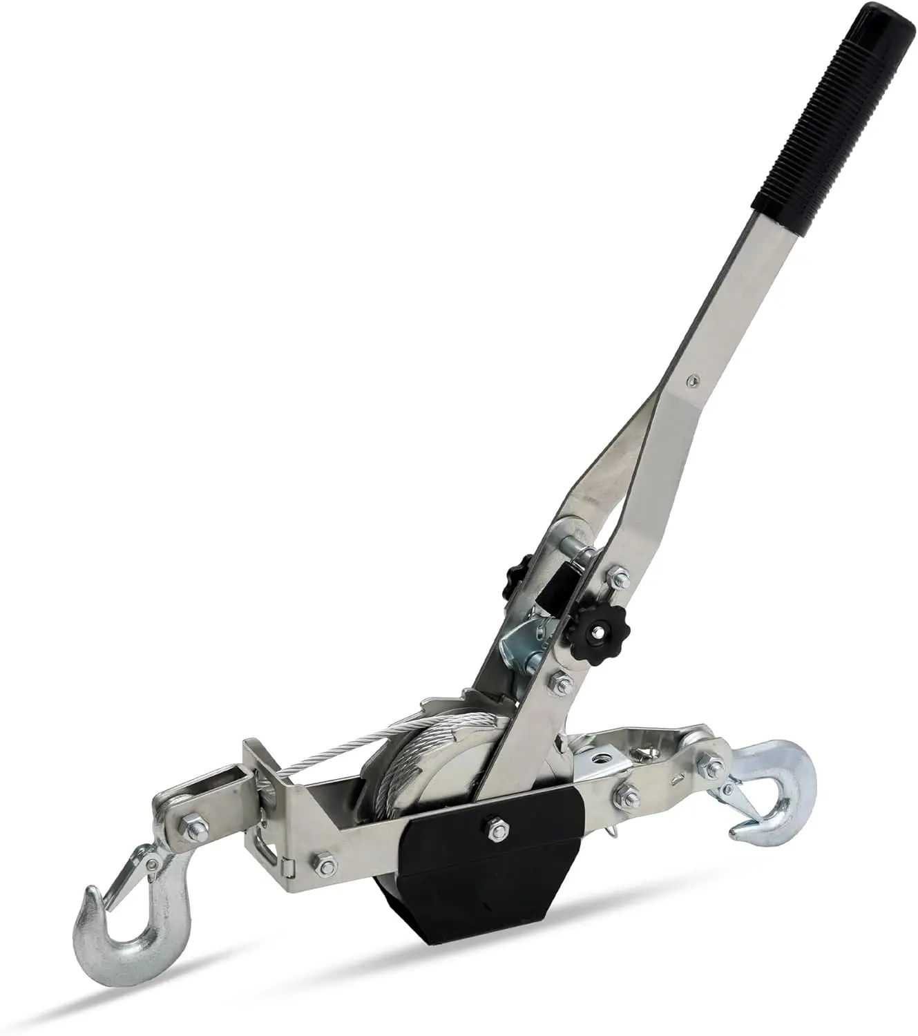 Come Along Winch, 1500 lbs Pull Capacity, 15 ft Steel  Hand Winch with 2 Hooks, Heavy Duty Dual Ratchet  Winch Puller, Automotive Towing Hoist Puller for , Moving, Securing