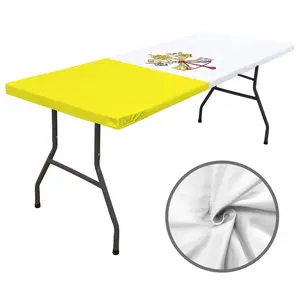 Vatican City Flag Inspired Custom Elastic Fitted Tablecloth 72x30 inch (Made in the USA)