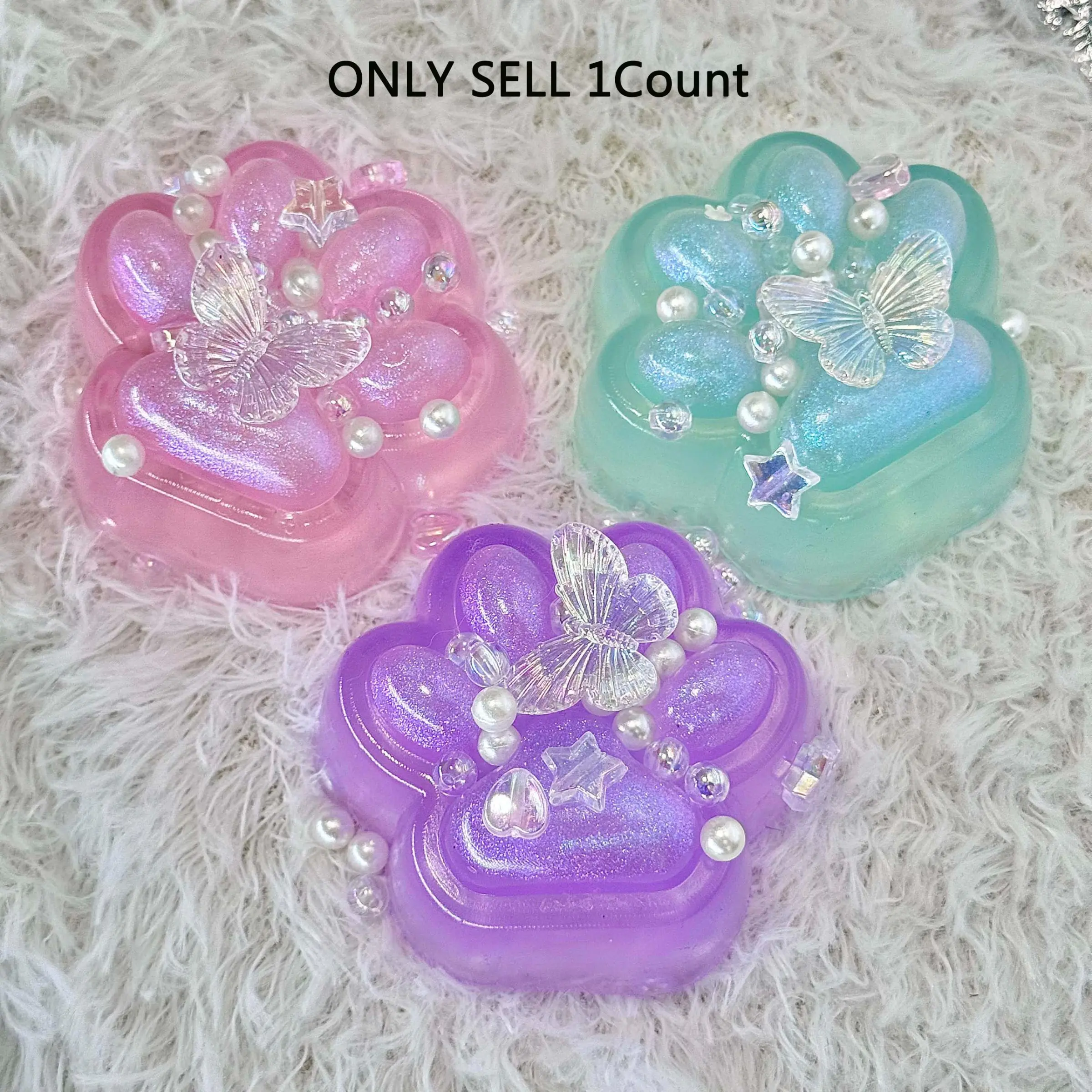 Cute Cat Paw Design Squishy Toy, Glittering Squeeze Toy, Soft Squeezing Fidget Toys for Stress Relief, Birthday Gift, Kawaii Squishies, Animal Squishies