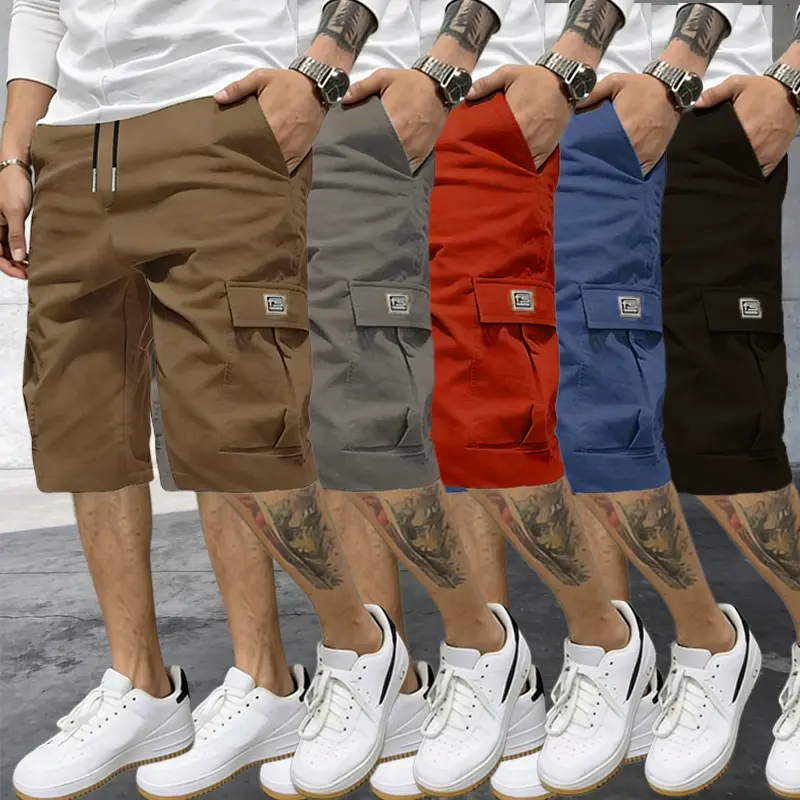 Men's Cargo Shorts Set - M Fashion Apparel Clothes Men's Stuff, Durable Tear-Resistant Breathable Fabric, Multifunctional Back Pockets, Suitable for Gym Workouts, Hiking