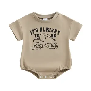 Toddler Baby Boy Coyboy Bodysuit Summer Clothes Its Alright To Be Little Bitty Tops Romper Onesie Summer Clothes