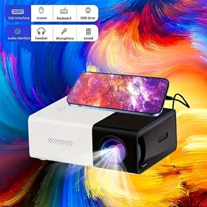 Bright 3000+ Lumen HD Mini Projector- Portable 3D-Ready, Professional High-definition Mini Projector Suitable For Home CinemasAnd Outdoor Camping, Compatible HDTV, USB SD AndHolder, Christmas, Halloween, Thanksgiving Gifts