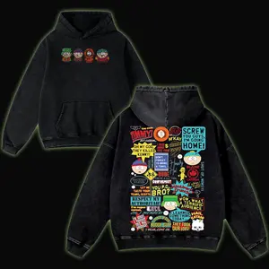 South Park T-Shirt Double Printed Lightweight Acid Washed Tee TV Show Graphic Top Shortsleeve Cotton Gift TShirt, Gift T-Shirt For Movie Lover tees good