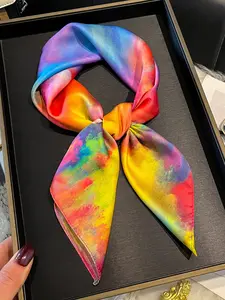 Women's Elegant Multicolor Square Scarf, Fashionable Soft Comfortable Hairband, Suitable for All Seasons and Occasions, Stylish Accessory