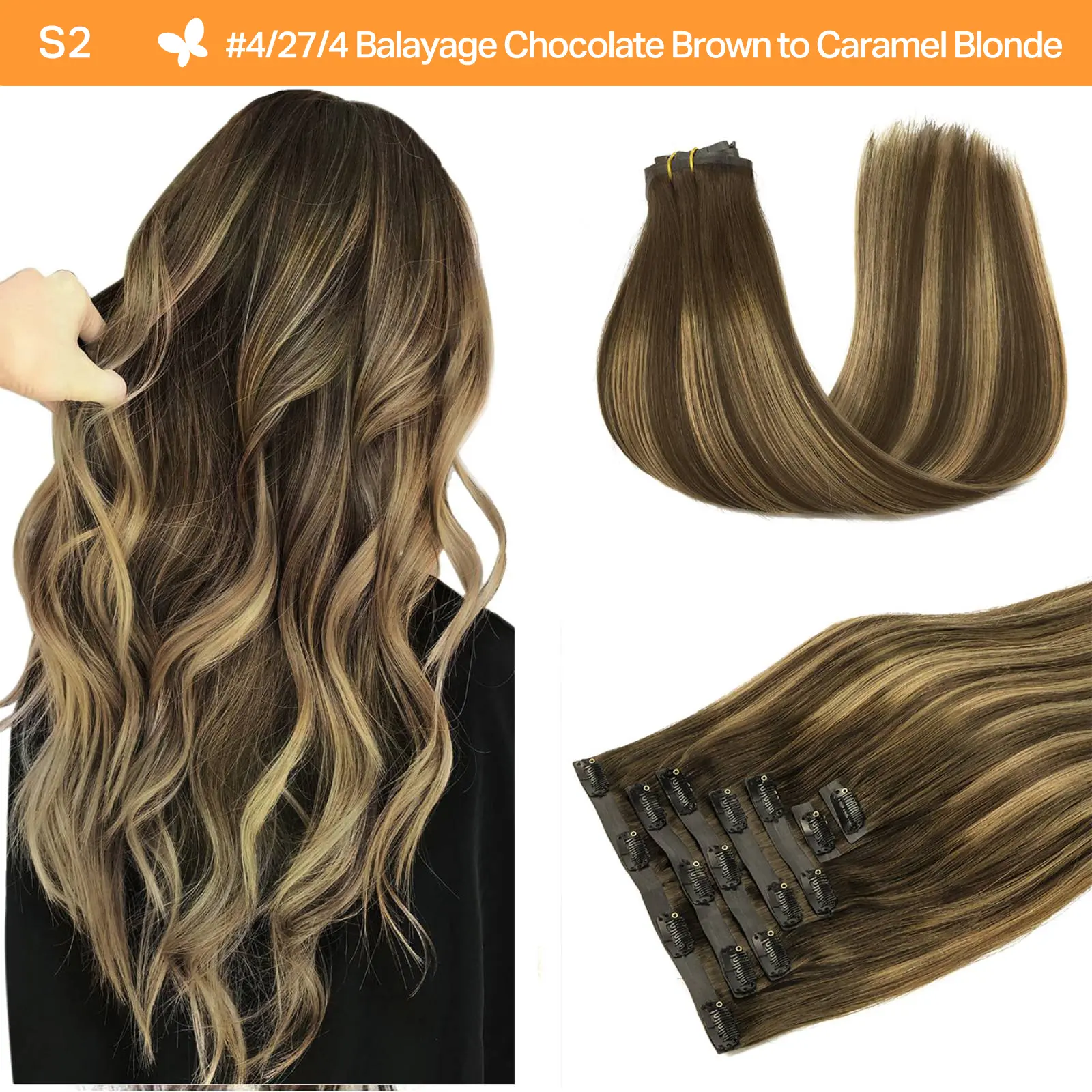 #(T4/27)P4 Chocolate Brown to Caramel Blonde