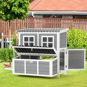 AECOJOY Chicken Coop, 40" Large Wooden Chicken Hutch with 3 Lockable Nesting Boxes for 4-6 Chickens, Outdoor Hen House Chicken Cage w/Removable Tray