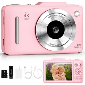 Digital Camera 4K Autofocus Vlogging Camera for Photography with 16X Zoom Anti Shake, 32GB Card, 48MP Compact Portable Point and Shoot Camera for  Boys Girls Teens Beginner()