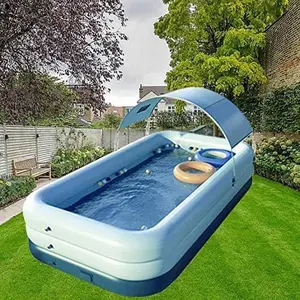 YUEWO Inflatable Swimming Pool with Canopy Outdoor Above Ground Portable Pool for Baby, Kids, Adults Blow Up Pool for Family Garden Backyard