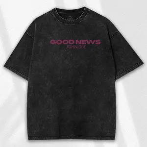 Father's Day Gift Vintage Washed Jesus Saves T Shirt Good News John 3:16 Christian Streetwear Oversized Tee