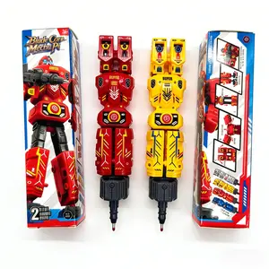 New Cartoon Robot Ballpoint Pen Set, Funny Teacher Pens, Transformable Design, Ink, Ergonomic, Replaceable Nib, Office & Desk Supplies