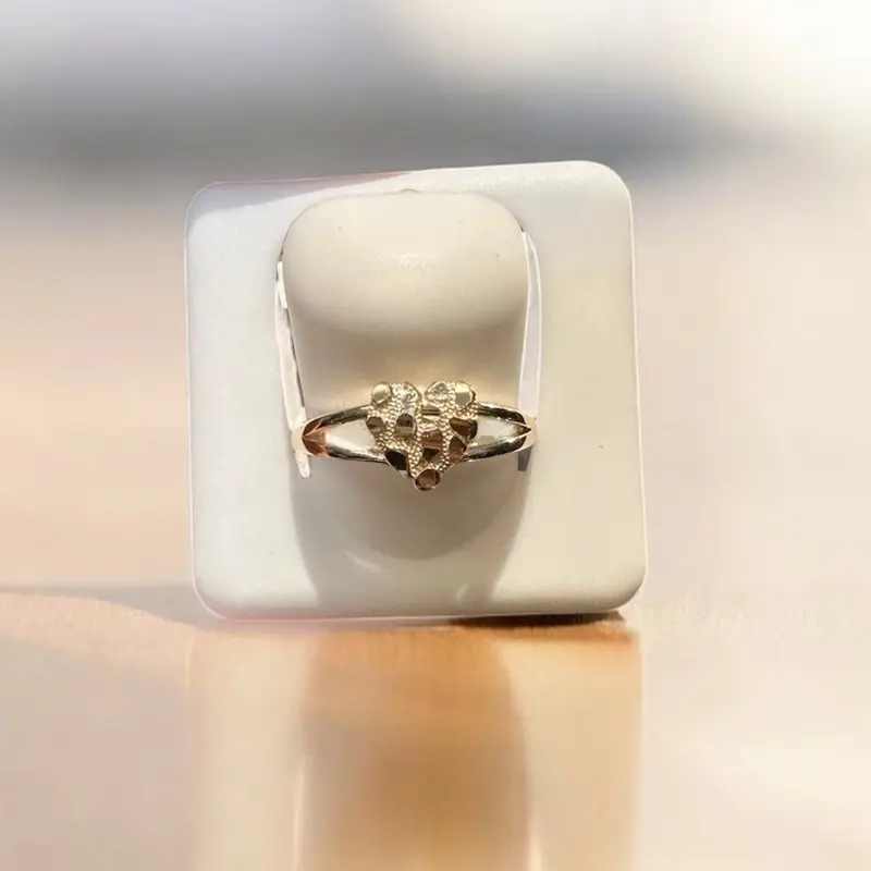 Italian 925 Sterling Gold Platted Heart Nugget Ring
