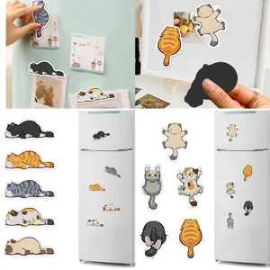 5pcs Diamond Painting Art DIY Handmade Dot Diamond Cartoon Animal Series Cat Action Styling Refrigerator Paste Diamond Painting Art Kit Diamond Painting Magnet Set Suitable for Refrigerator, Email, and Home Decoration Festival Party Decorat