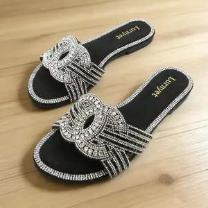 Womens Rhinestone Sandals PU Leather Square Toe Open Toe NonSlip Outsole Elegant Summer Comfort Walking Sandals