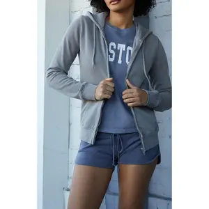 John Galt Women's Light Gray Zip Up Hoodie