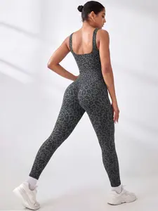 Womens Workout Jumpsuits Seamless Sexy leopard print Yoga Gym Bodycon Rompers  Racerback Tummy Control Unitard Suitable for all Seasons